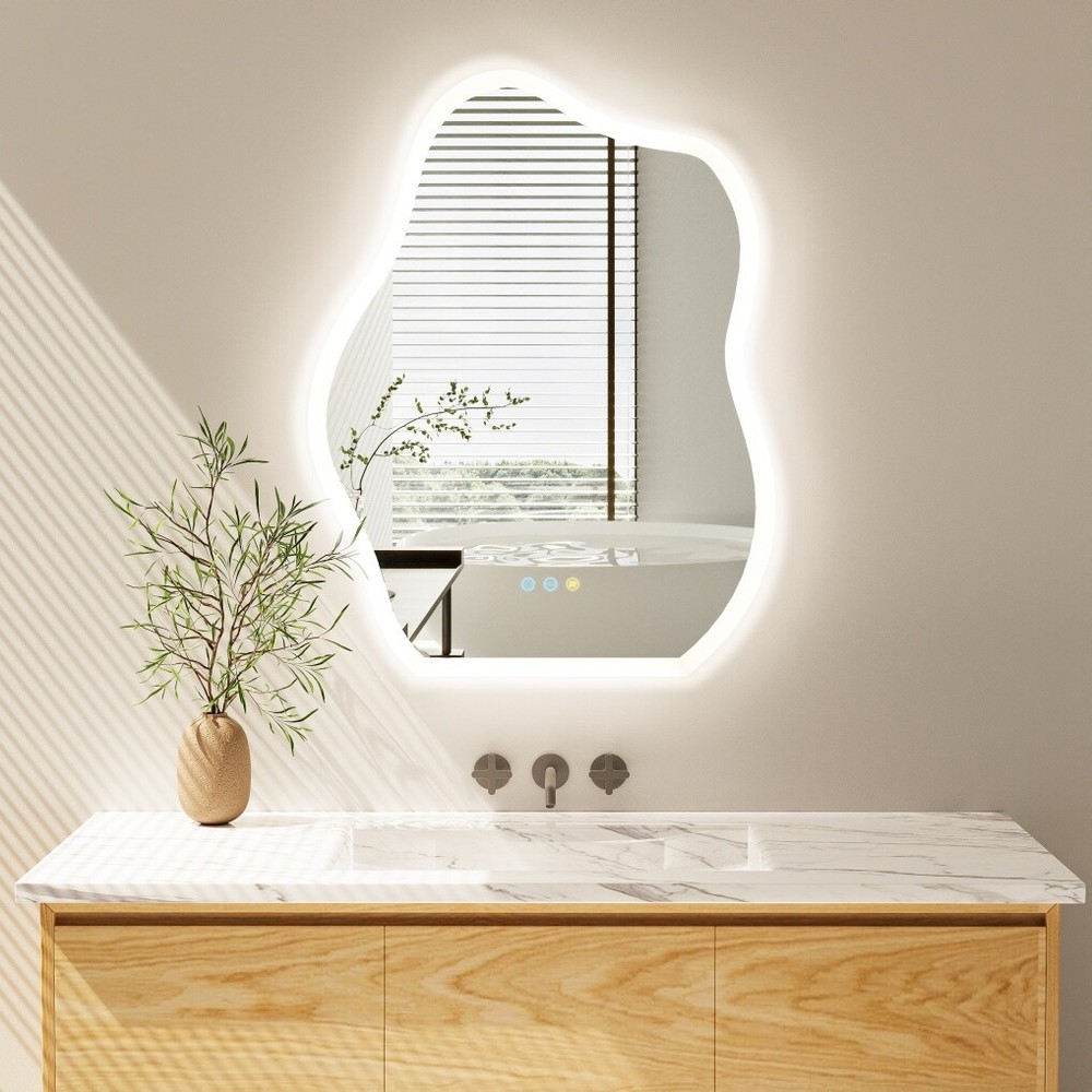 LUVODI Cloud Shape LED Bathroom Mirror Irregular Dimmable Wall Vanity Mirrors HD