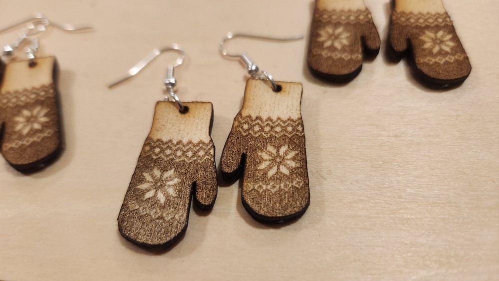 Scandinavian Wooden Mitten Earrings
