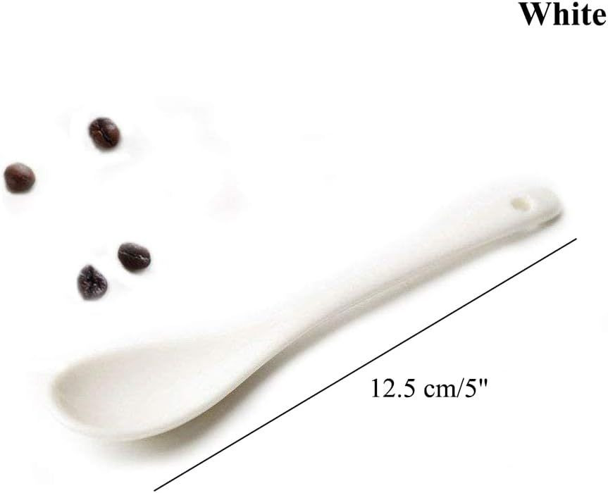 AKOAK 5 Inches White Ceramic Spoon for...