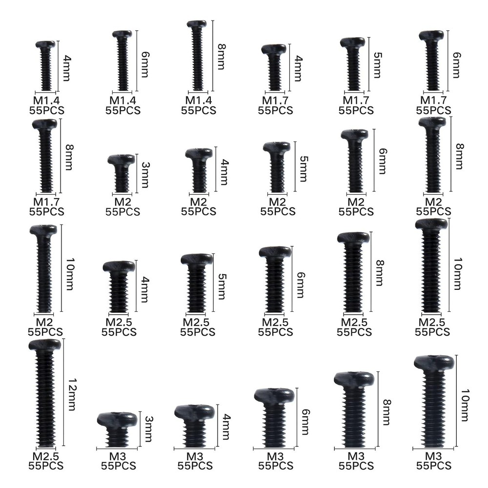 1320PCS Laptop Screws Kit Tiny Computer Replacement Screw Set Black