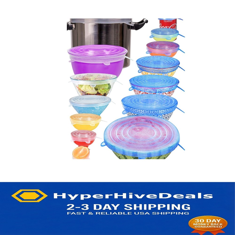 Dishwasher Safe Silicone Stretch Lids - 14 Pack for Freshness & Flexibility