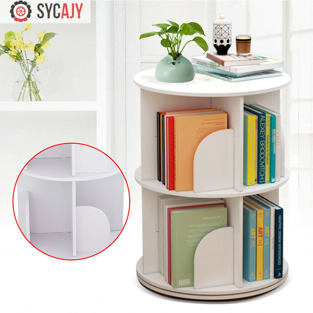 2-Layer 360° Rotating Bookshelf Bookcase,Freestanding Storage Shelf Display Rack