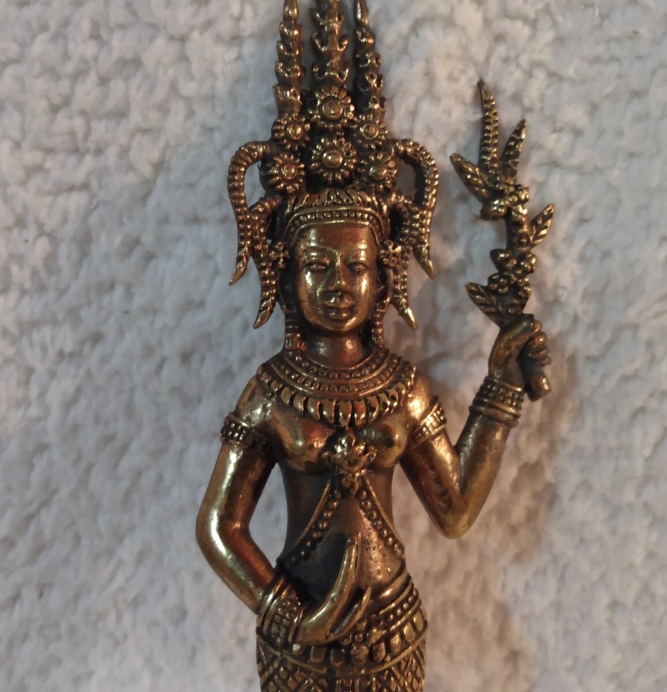 Vintage Brass Goddess Figure Overlay