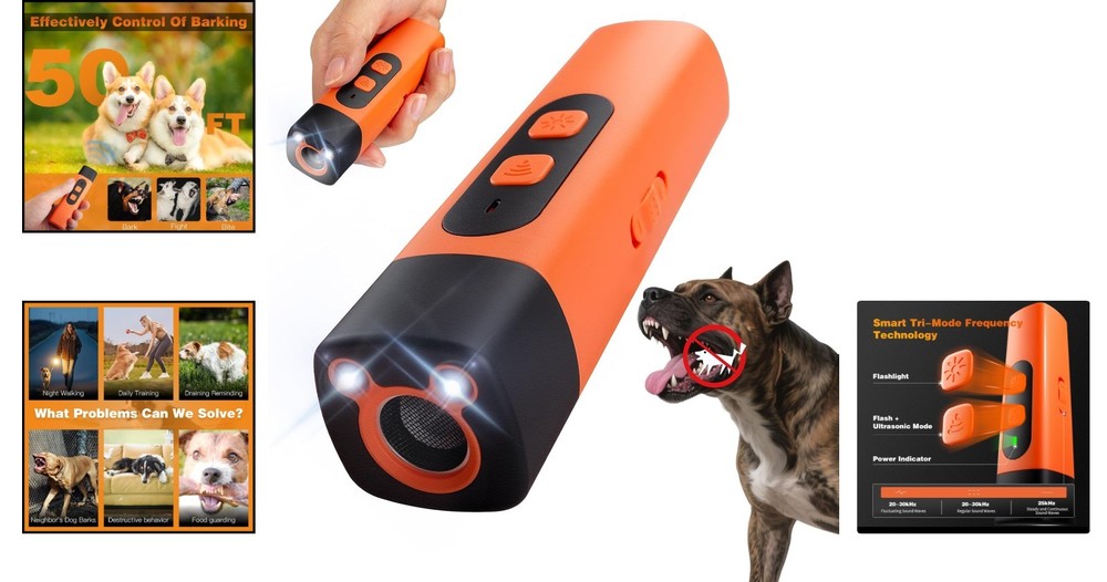 Rechargeable Ultrasonic Dog Trainer: 50ft Long Range Bark Control Solution