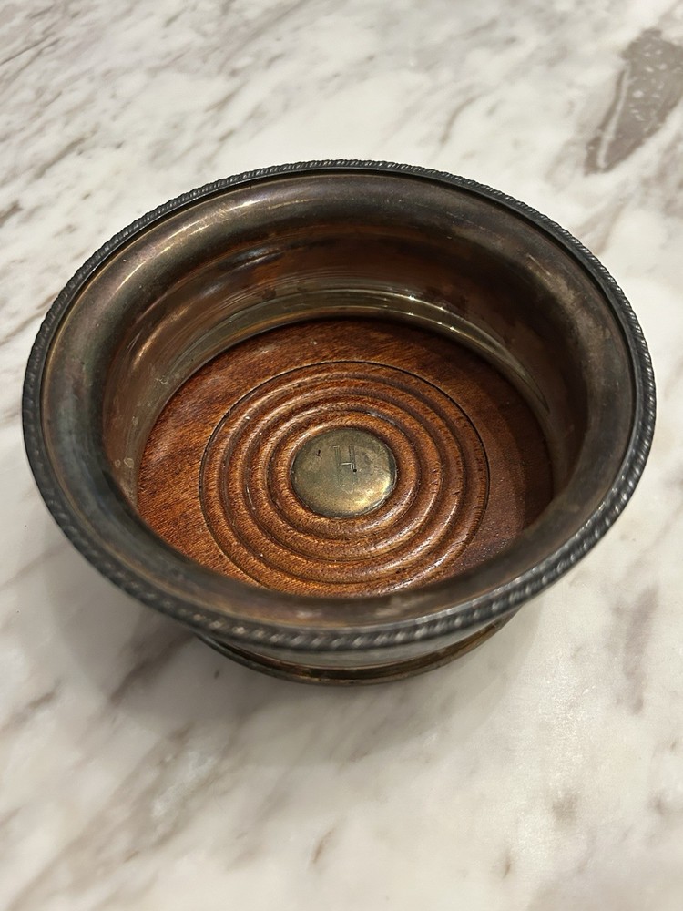 Reed & Barton Silverplate Wine Holder With Wood Base