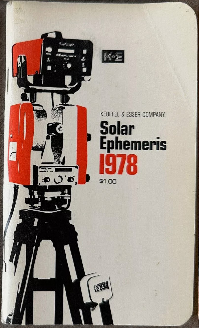 1978 KEUFFEL & ESSER SOLAR EPHEMERIS
