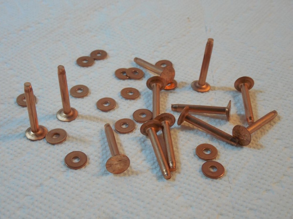 ONE DOZEN Solid COPPER Rivets & Burrs, Size #9_  rivets.  1 1/2 inch long