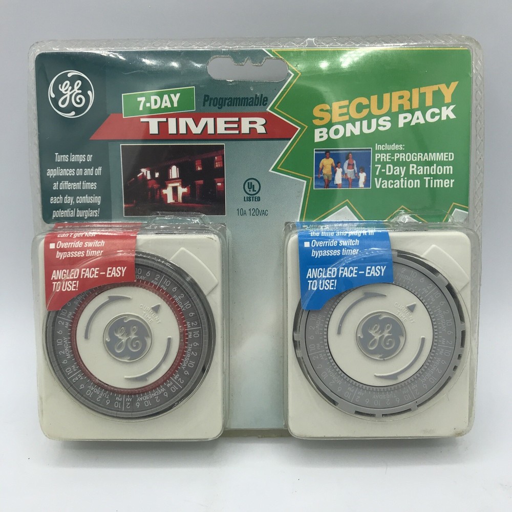 2 GE Security 7 Day Timer Programmable 13 Settings/Day & Vacation Pre-programmed