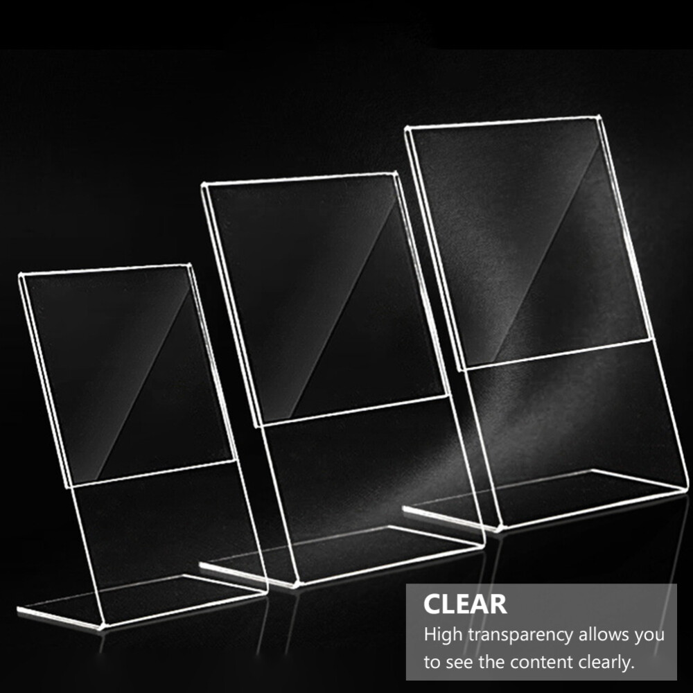 3Pcs Acrylic Sign Holders Versatile Display Stand Transparent Storage Racks