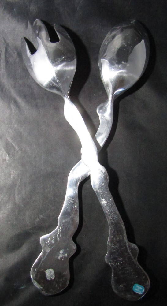 VINTAGE Aluminum 13" Salad Serving Spoon & Fork Set 