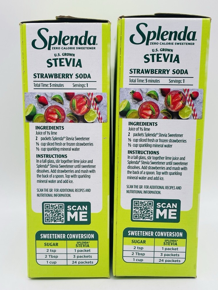 SPLENDA Stevia Zero Calorie Sweetener, Sugar Substitute Packets 100 Count 2 Pack