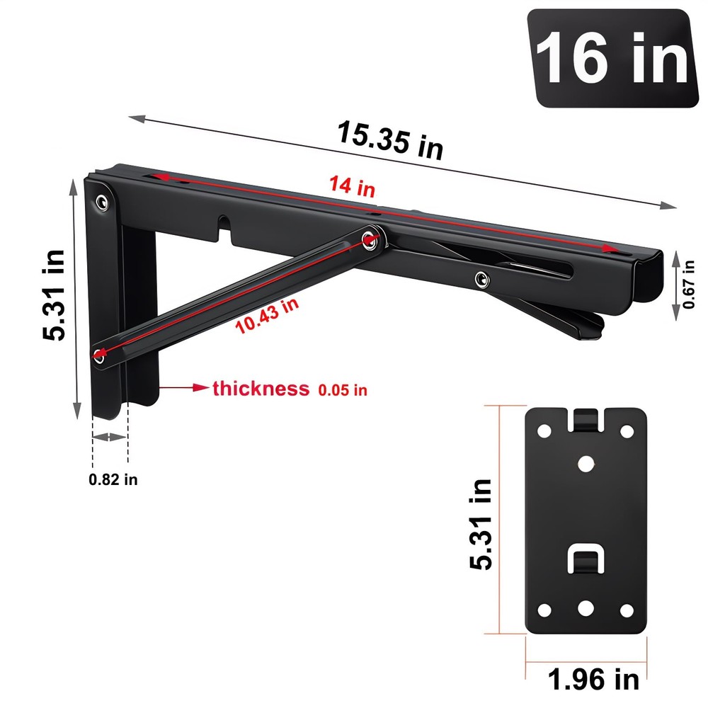 Folding Shelf Brackets，Detachable Folding Bracket，2 Pack Heavy Duty Wall Moun...