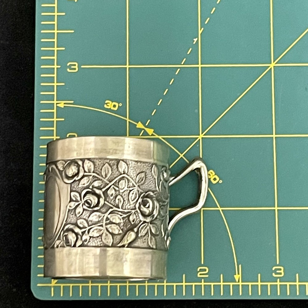 Baby Cup Beaker Embossed Roses No Monogram Adolf Kander Continental Silver