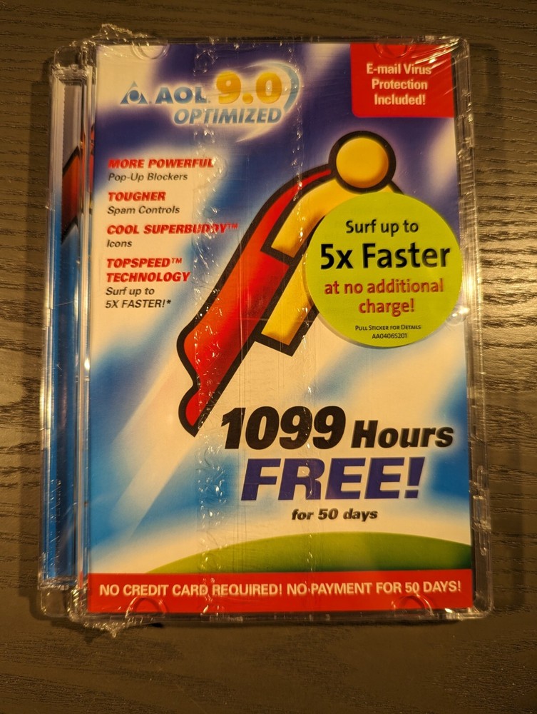 AOL CD-ROM version 9.0 Optimized - Hard Case - Vintage & Sealed