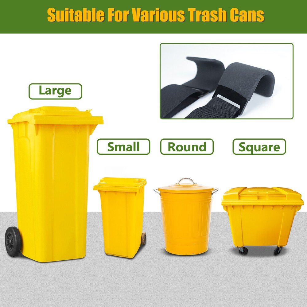 2 Packs Trash Can Locks Raccoon Bear Proof Adjustable Garbage Bin Security Strap