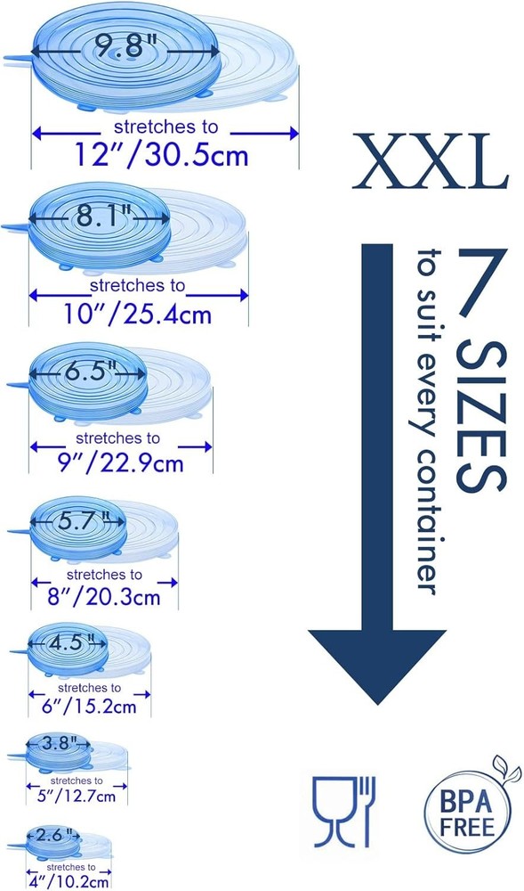 Dishwasher Safe Silicone Stretch Lids - 14 Pack for Freshness & Flexibility
