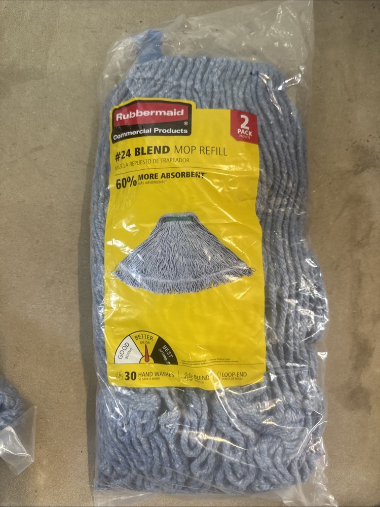 Rubbermaid Mop Head Replacement Commercial Blend Refill Woven String 2 Pack #24