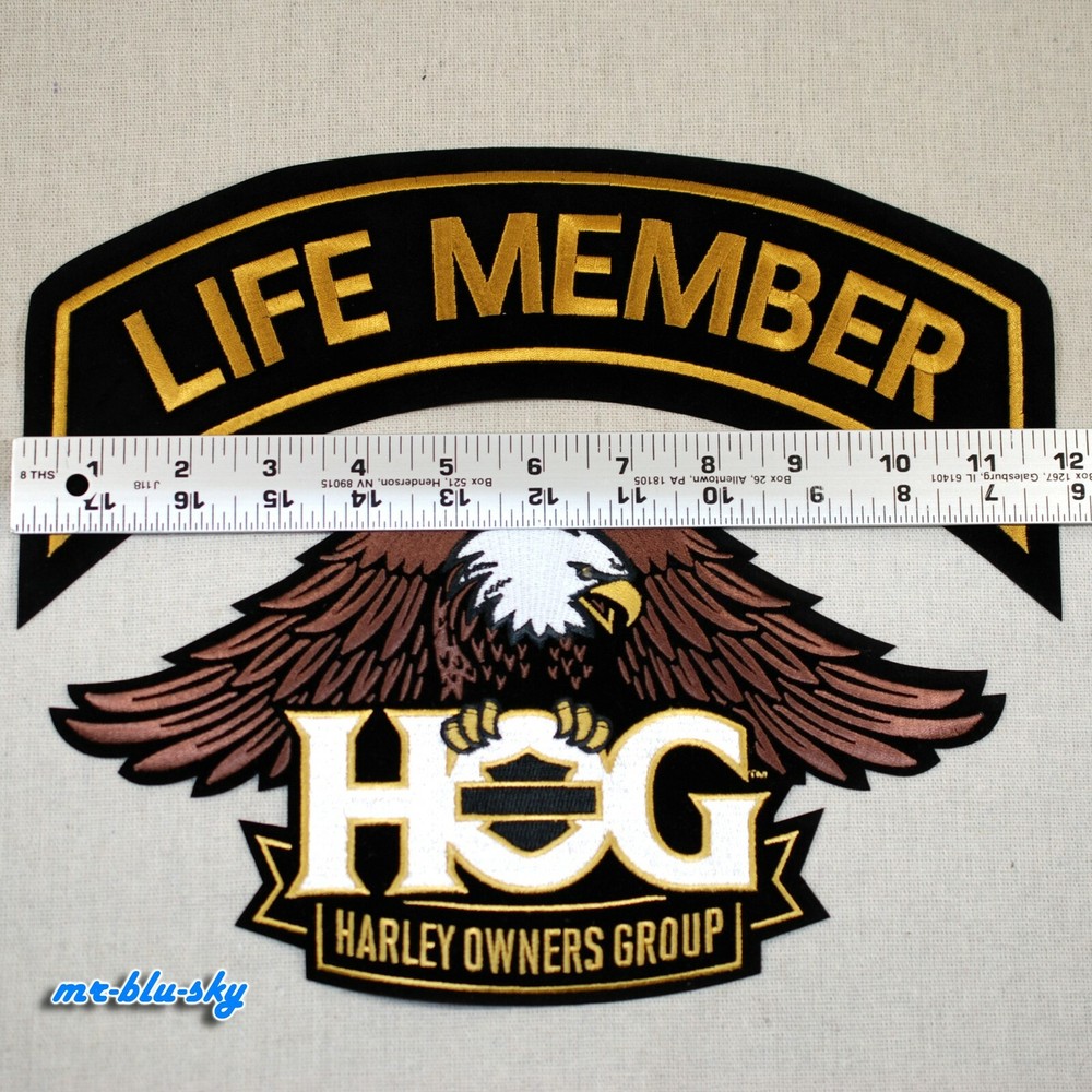 Large Eagle & Life Member Gold Patch Set ~ Harley Davidson Owners Group HOG