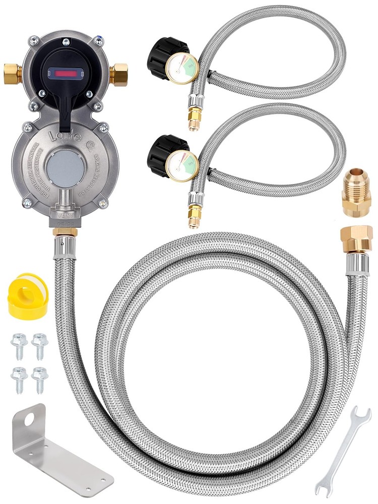 RV 2-Stage Auto Changeover LP Propane Gas Regulator For RVs Campers Trailers