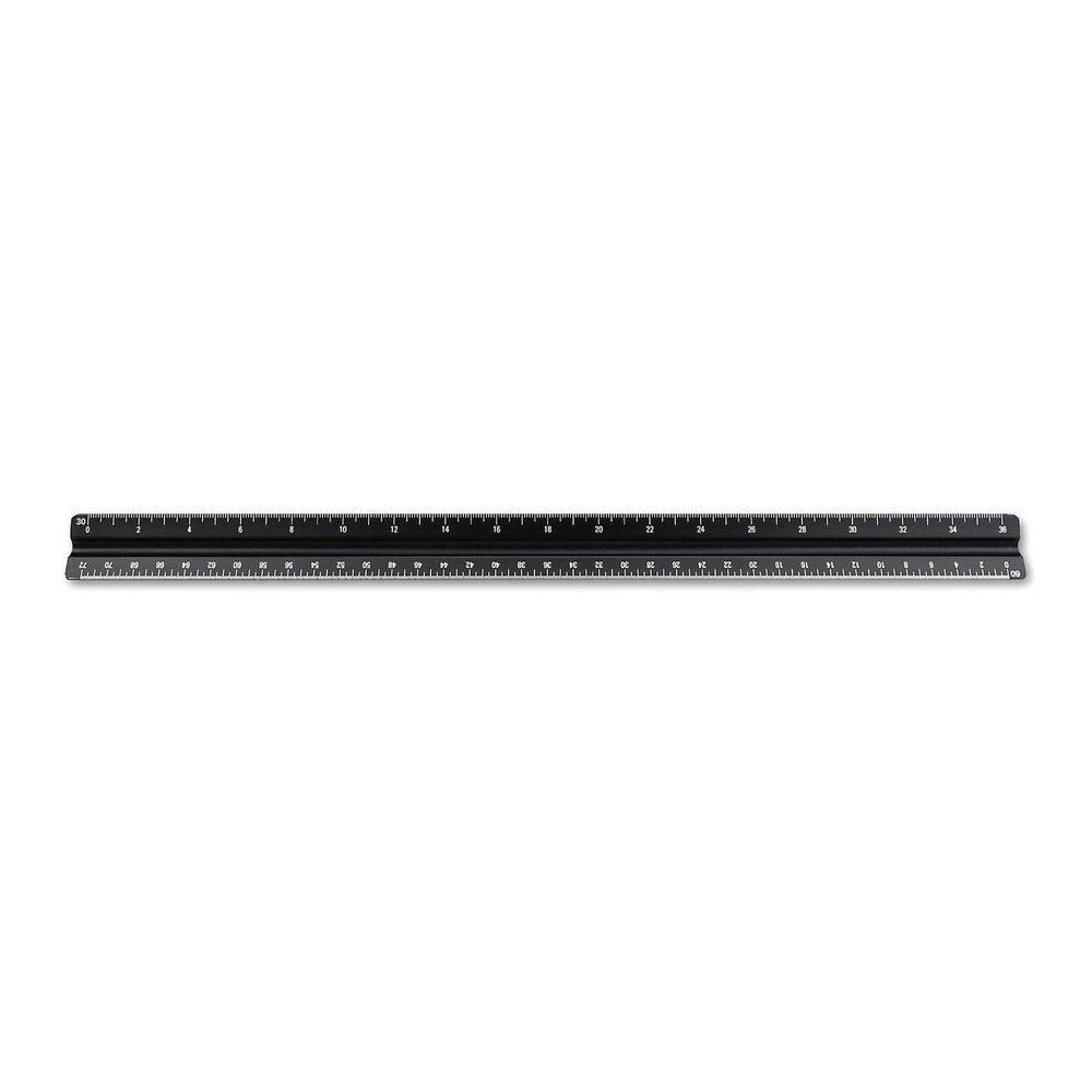 Alumicolor Aluminum Architect Solid Drafting Scale, 12IN, Black 12 Inch