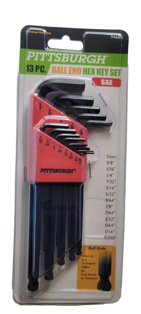Pittsburgh 13pc Ball end Hex Key Set/ Sae.with Plastic Carrying Case