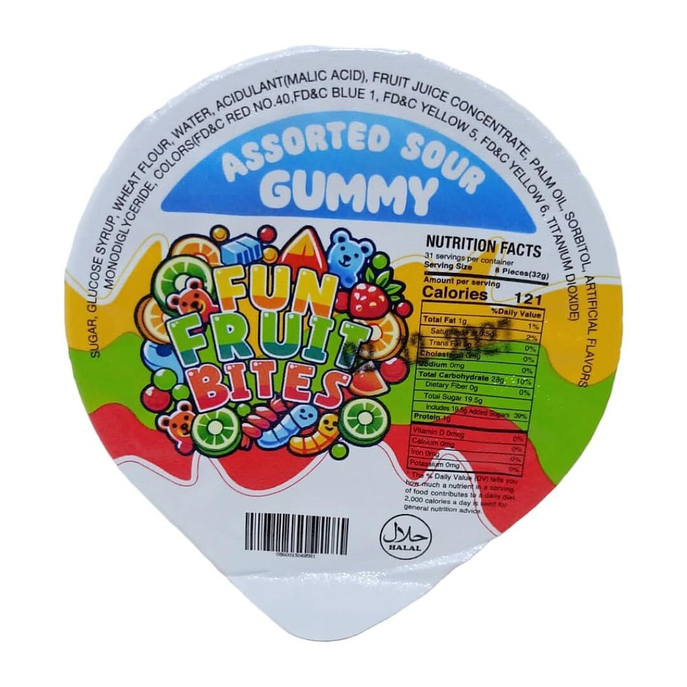 Fun Fruit Bites Assorted Sour Gummy Cup (Halal)