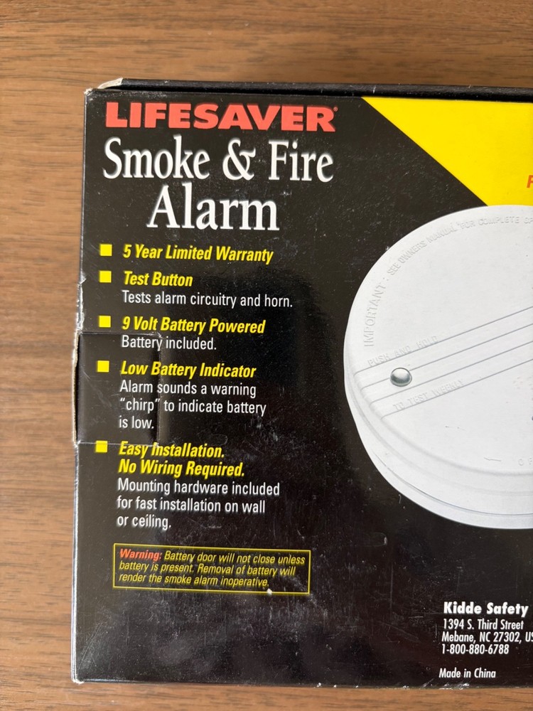 Kidde Lifesaver Smoke/Fire Alarm Model #0915 Basic Battery Powered
