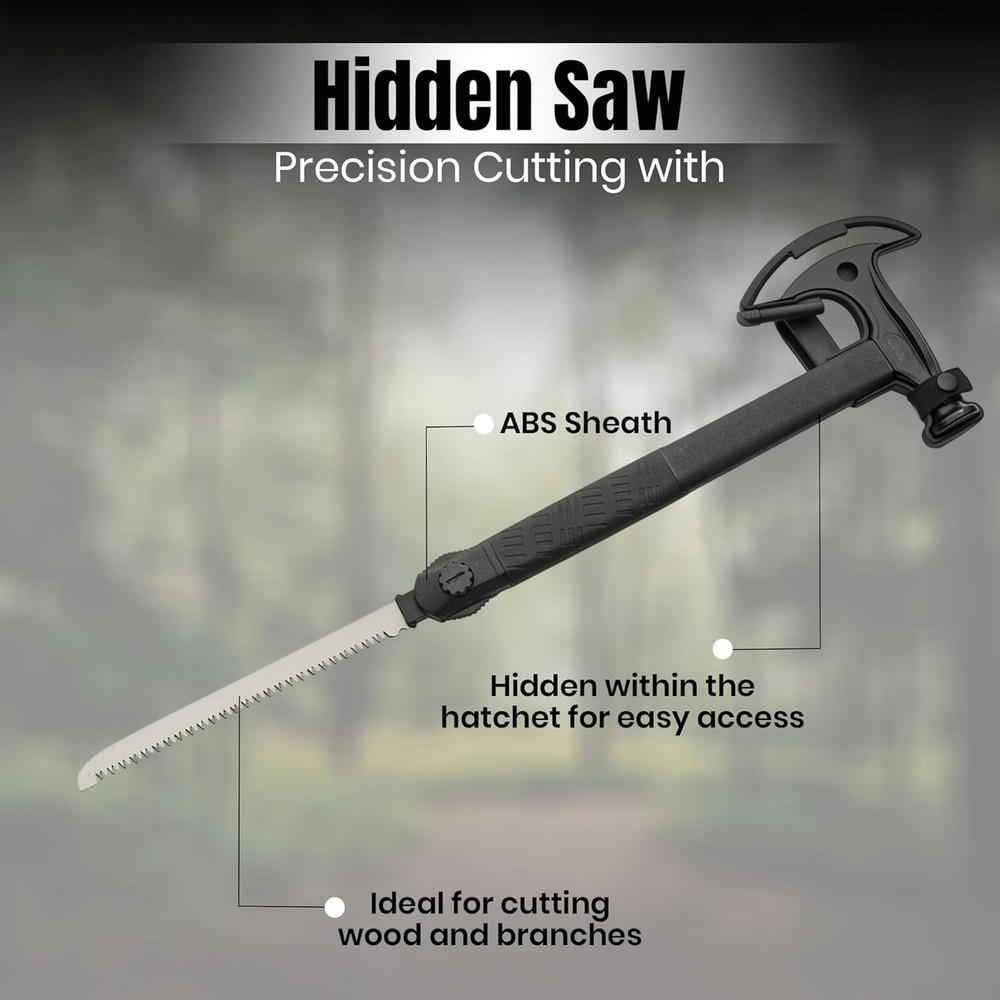 17.5" Multi-Function Hiker’s Hatchet with Saw, Hammer Fire Starter Outdoor Tool
