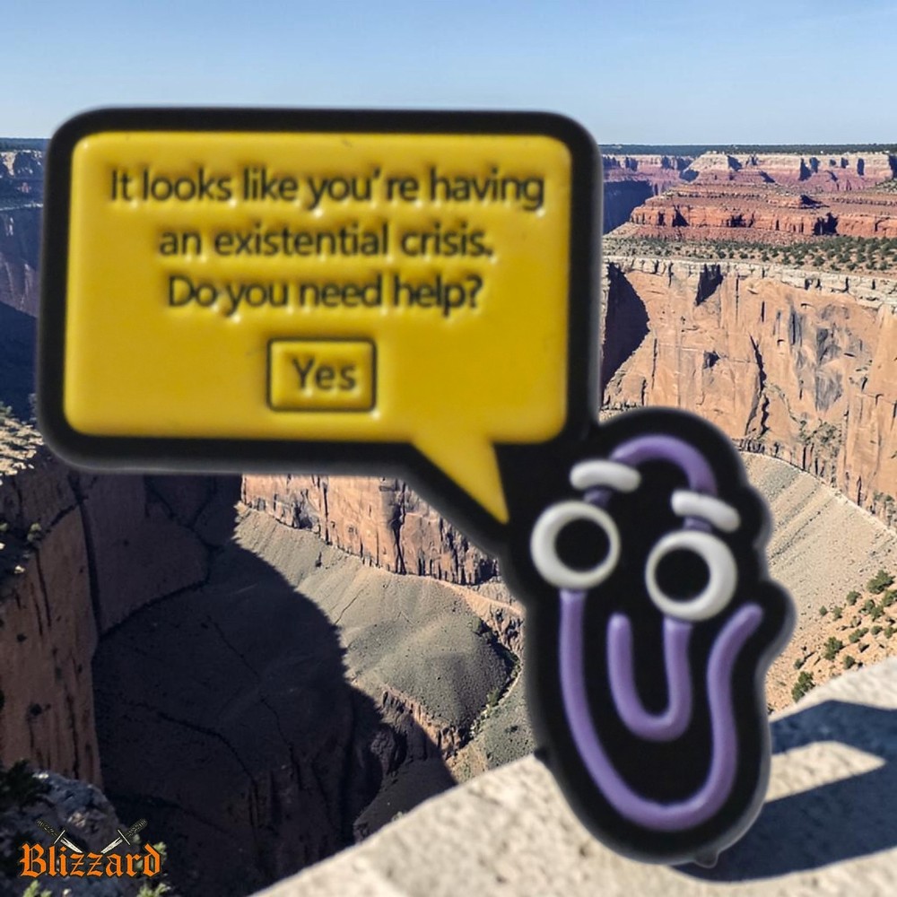 Existential Crisis Microsoft Clippy Enamel Pin Funny Retro Computer Meme