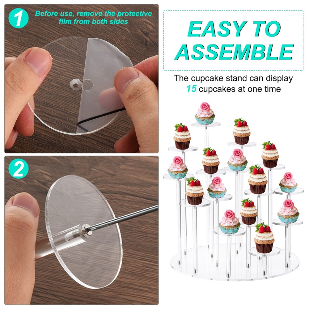 Acrylic Cupcake Stand for 15 Cupcakes Pastry Serving Platter