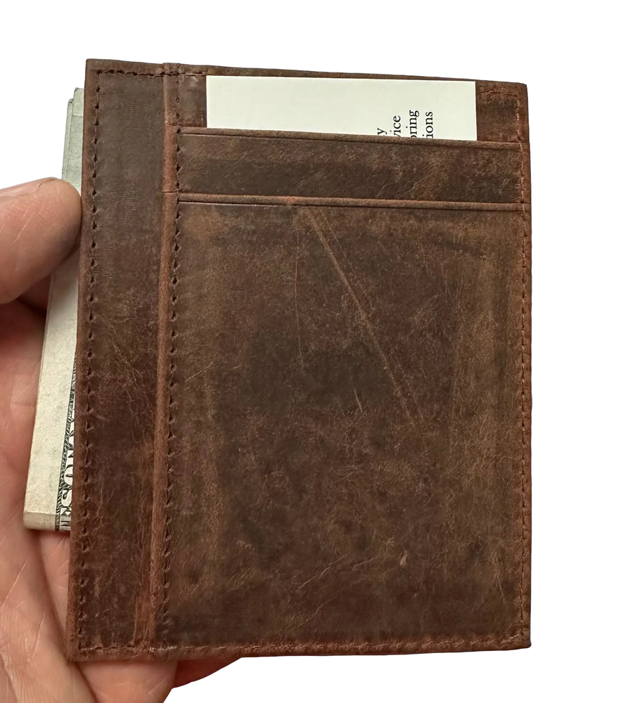 Twin Pocket Wallet RFID Blocking Thin Leather Card Case, One Brown One Black