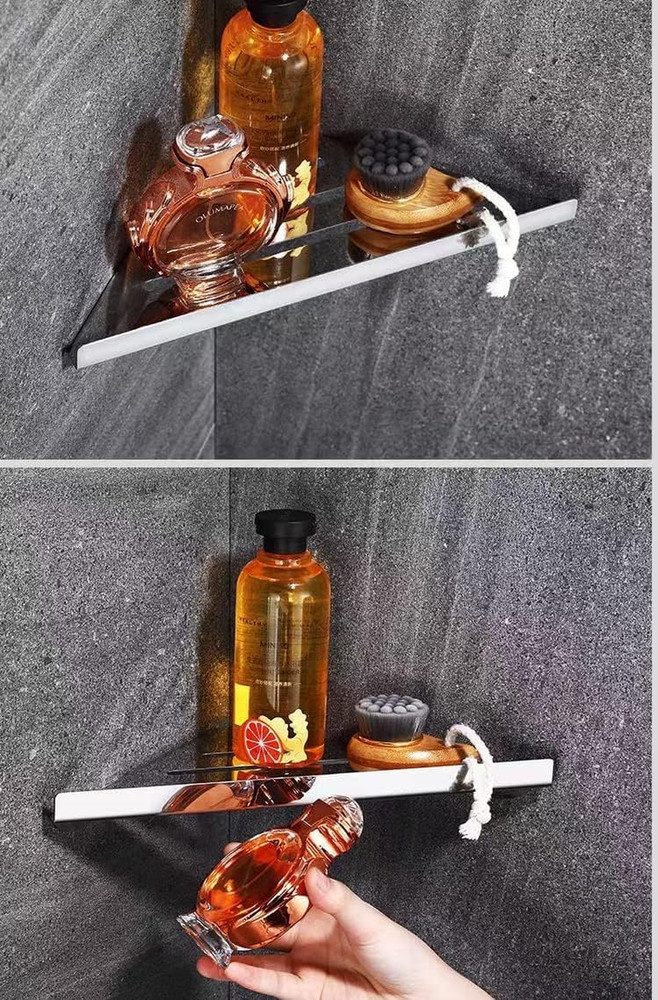 Lavatory Bathroom Corner 304 Stainless Steel Shelf Wall Mount Triangular Shower