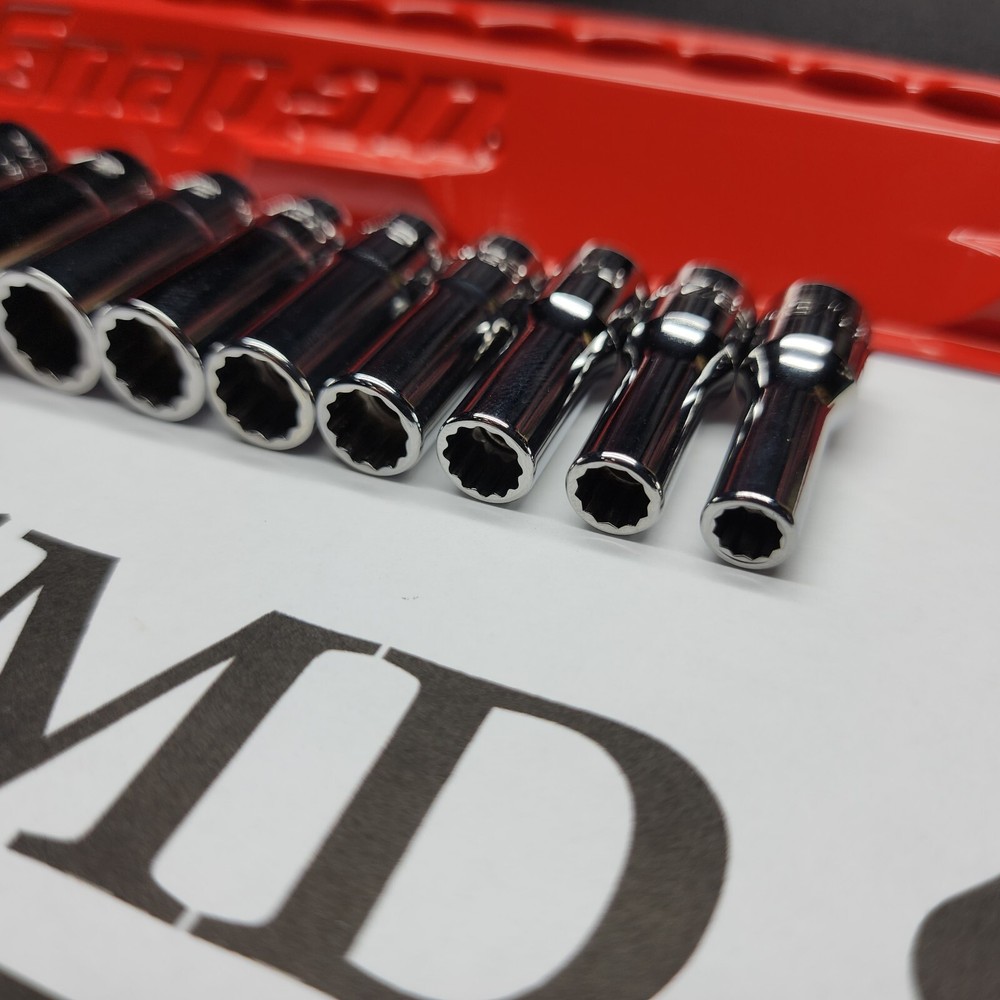 Snap-on Tools NEW 10pc 1/4" Drive SAE Semi-Deep 12pt Chrome Socket Set 110TMDSY