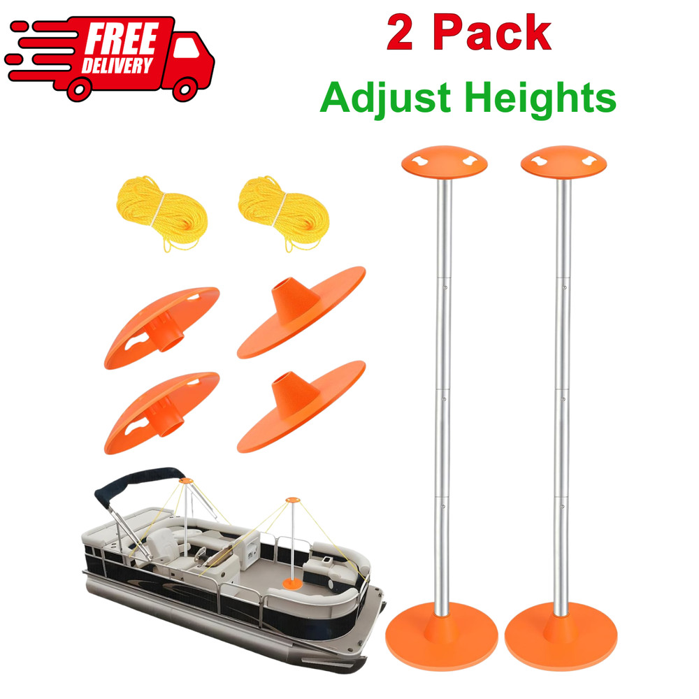 2 Pack ABS Boat Cover Support Pole With Ropes Adjustable Support Pole Anti-UV