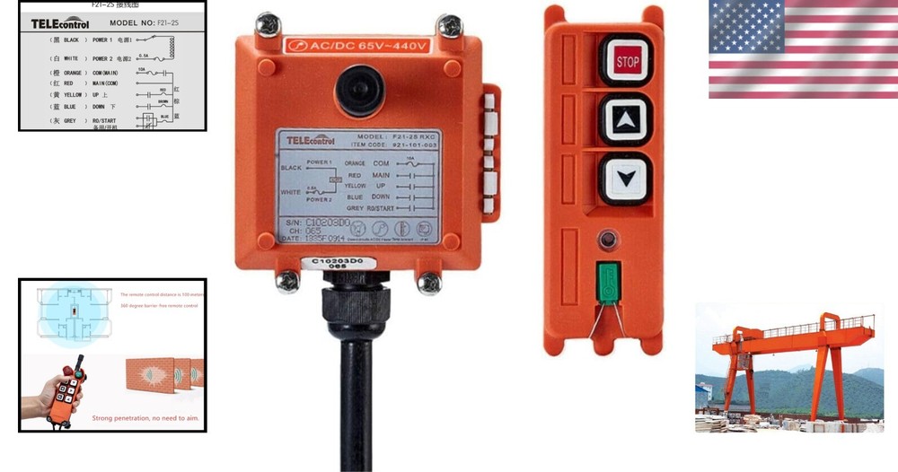 High-Quality Wireless Remote Control for Hoist Cranes - Stop Button 2 Key Switch