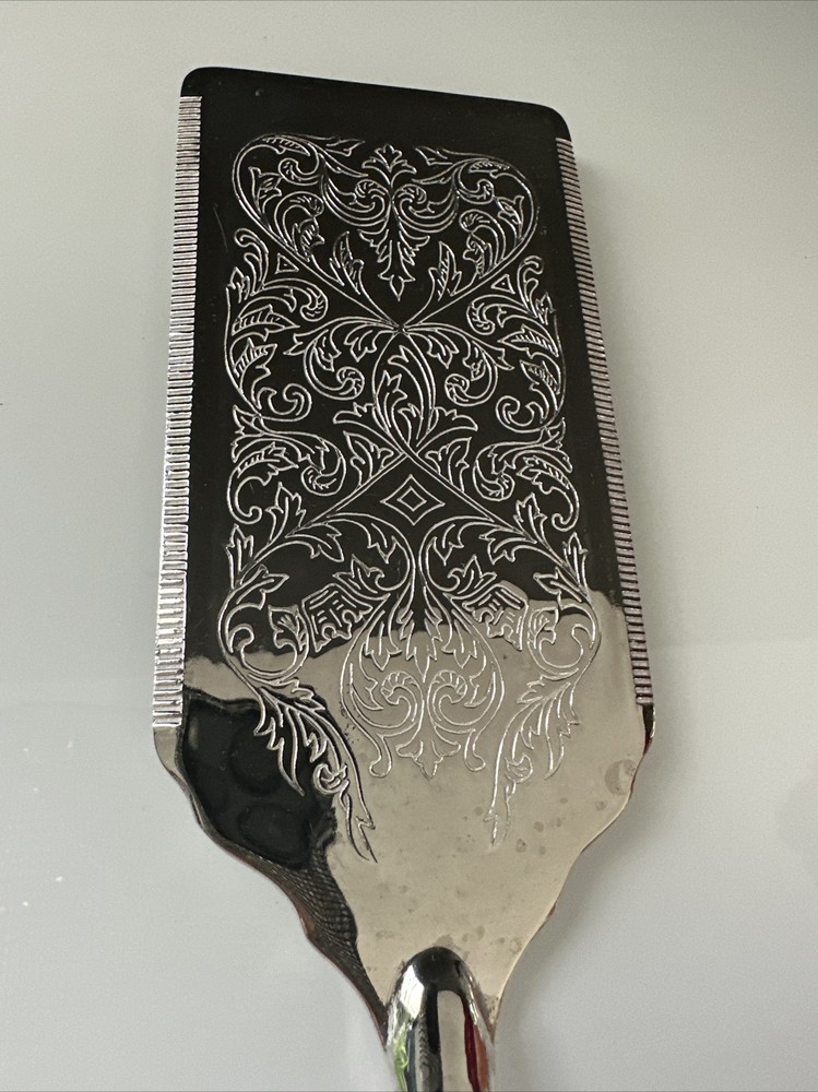 Vintage Engraved Rectangle Cake Slice Server Silver Wedding Christmas Cutlery