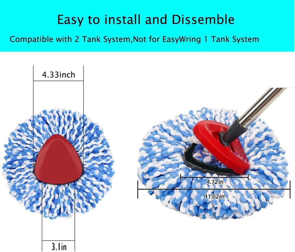 Spin Mop Replacement Heads Compatible with RinseClean 2 Tank Mop System,Micro...