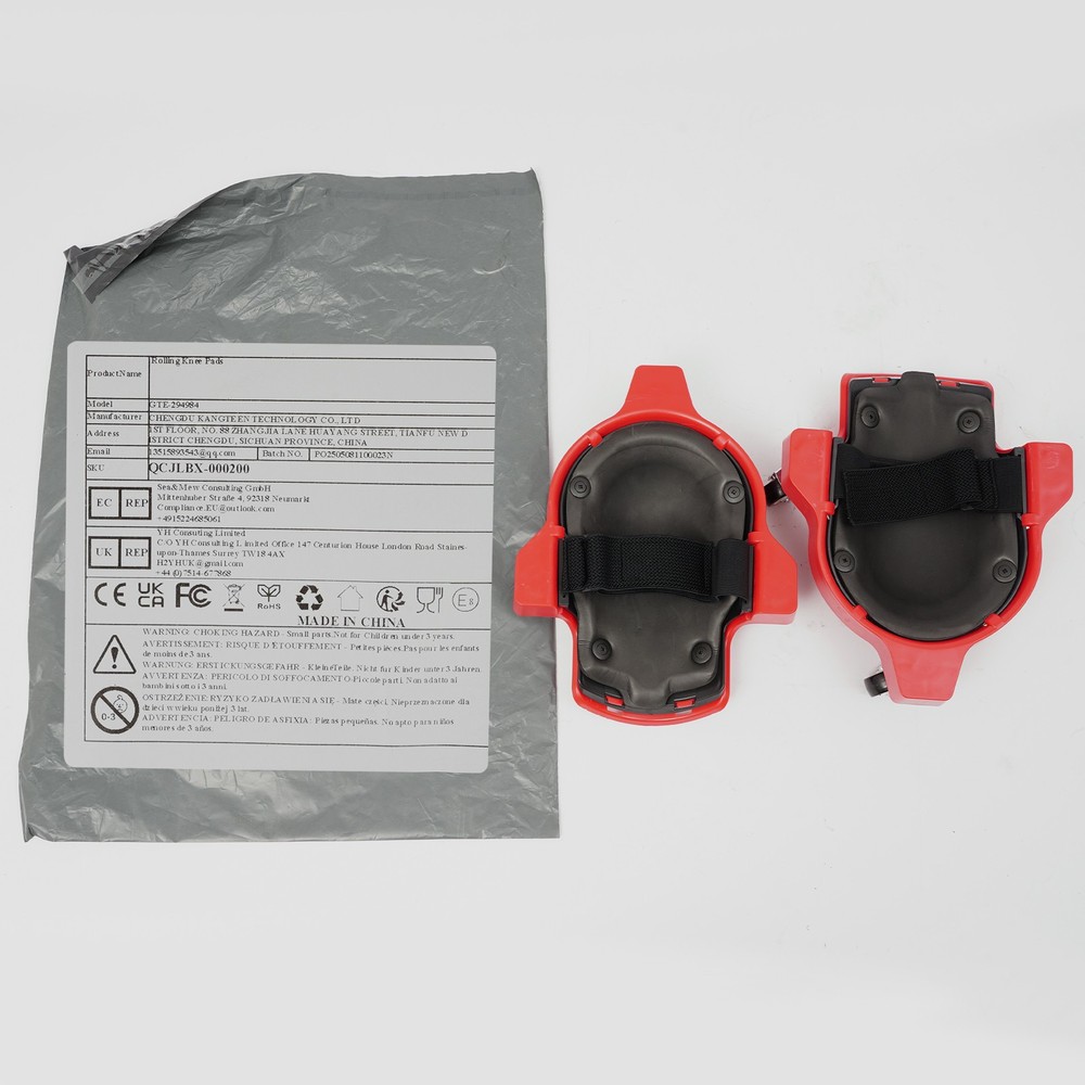 Rolling Knee Pads Flexible Sliding Knee Pads with Adjustable Straps Red