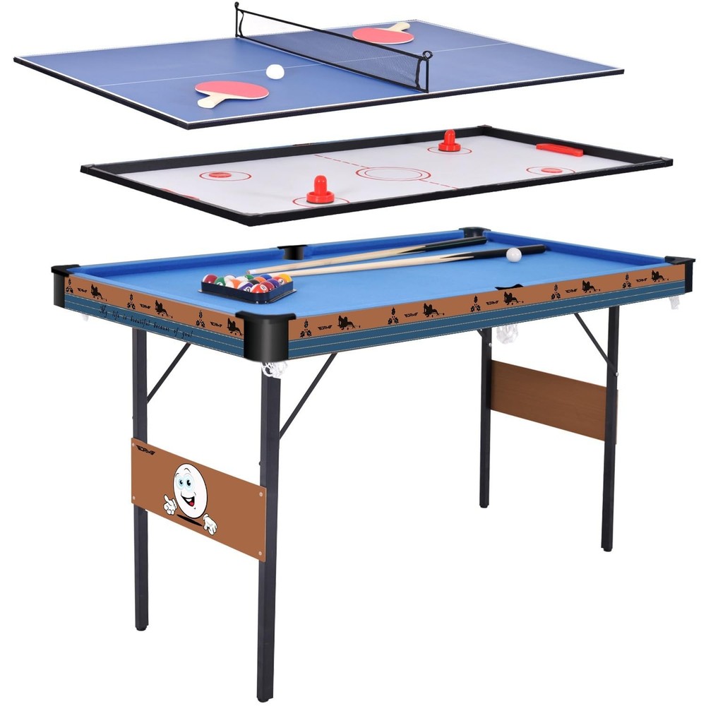 DRM 55Inch Multi Function 3 in 1 Combo Game Table, Folding Pool Table/Billiar...