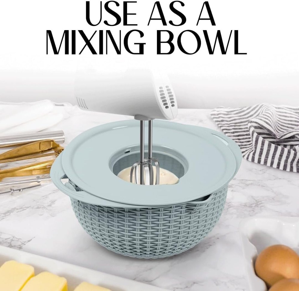 Next level home solution collander and mixing Bowl set color Blue New