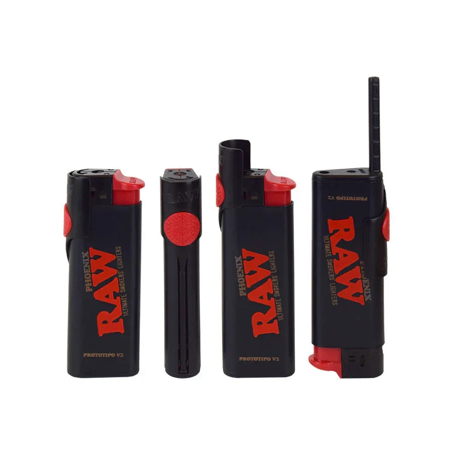 RAW Phoenix Smoker Lighter – Adjustable Wind Screen & Built-In Poker (1 Unit)