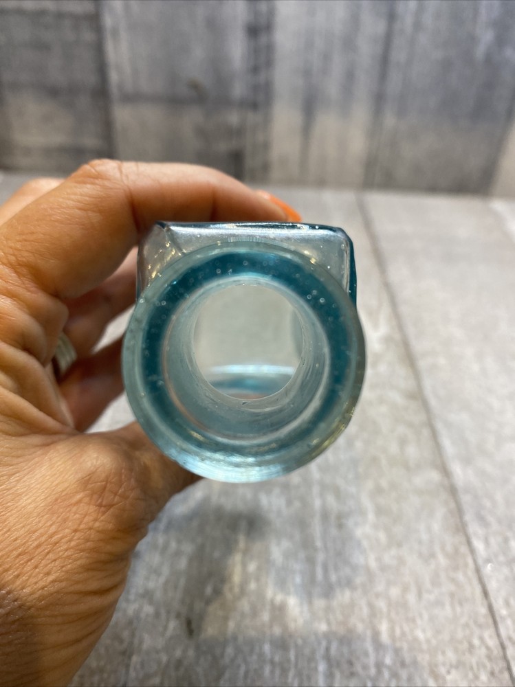 Vintage 5” light blue glass bottle