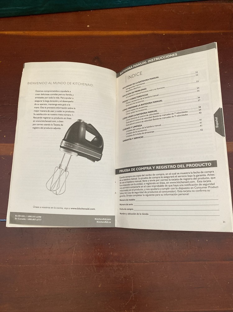 KitchenAid Hand Mixer KHM72 & KHM92 Instruction Book