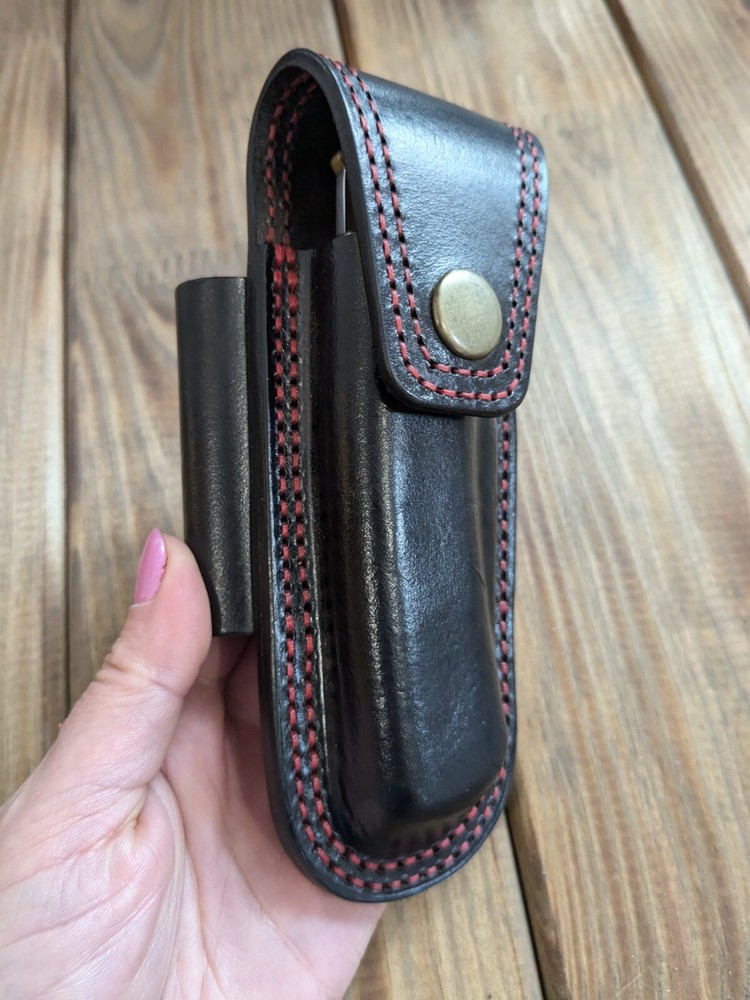 Horizontal scabard leather sheath for buck 110 Folding Hunter