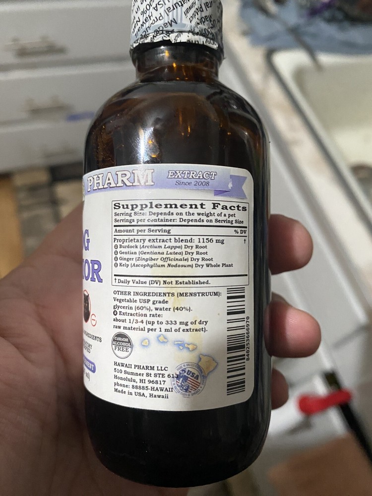 Hawaiipharm Dog Senior Support - 4oz Open, Full Bottle