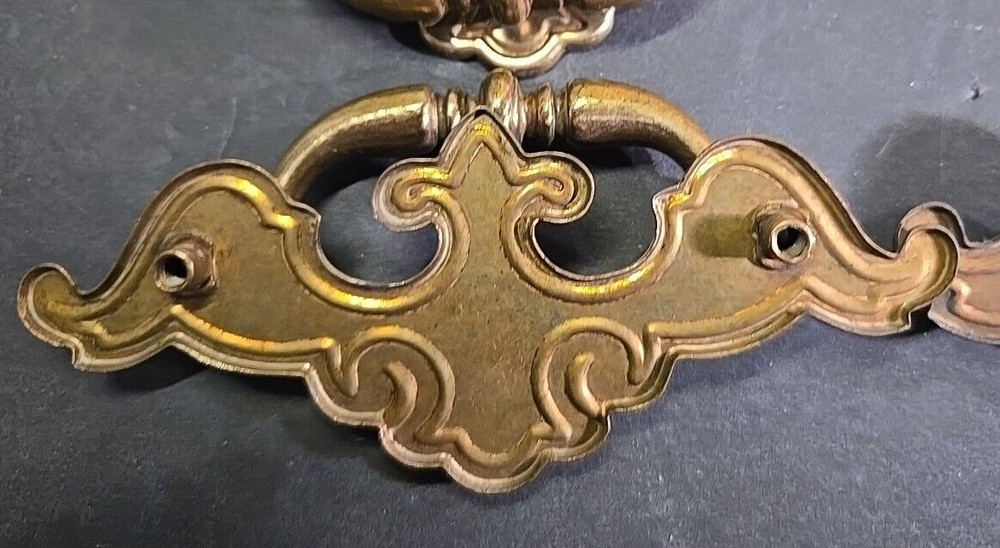 Lot 9 Mixed Brass Batwing Chippendale Double Hole Drawer Pull Handles 2 Sizes