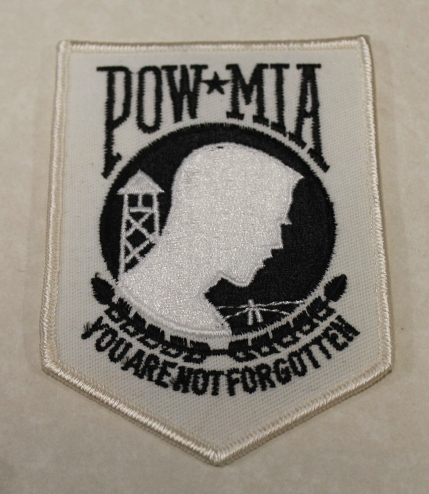 POW MIA White Biker Jacket Patch