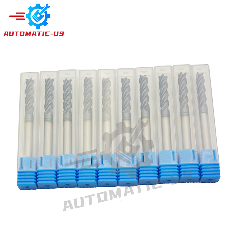 10Pcs 4 Flute Variable Helix Solid Carbide 1/4" x 1" x 3" End Mill -AlTiN Coated