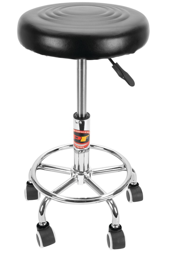 Performance Tool W85027 Adjustable Pneumatic Rolling Bar Stool  Black