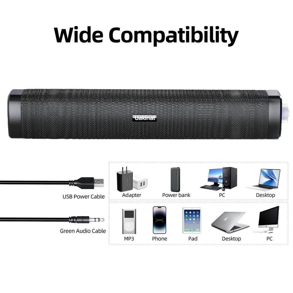 USB Computer Speakers,Computer Speakers with 3.5 mm aux,Wired USB Powered & C...